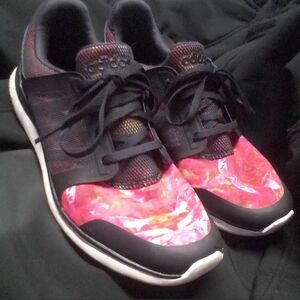 Adidas Black and Vibrant Pink Sneakers